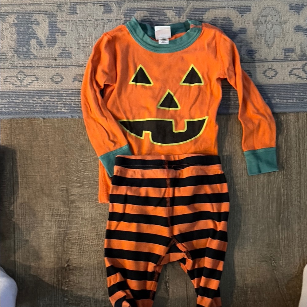 Kids Pumpkin Face Costume Pajama Set - Orange